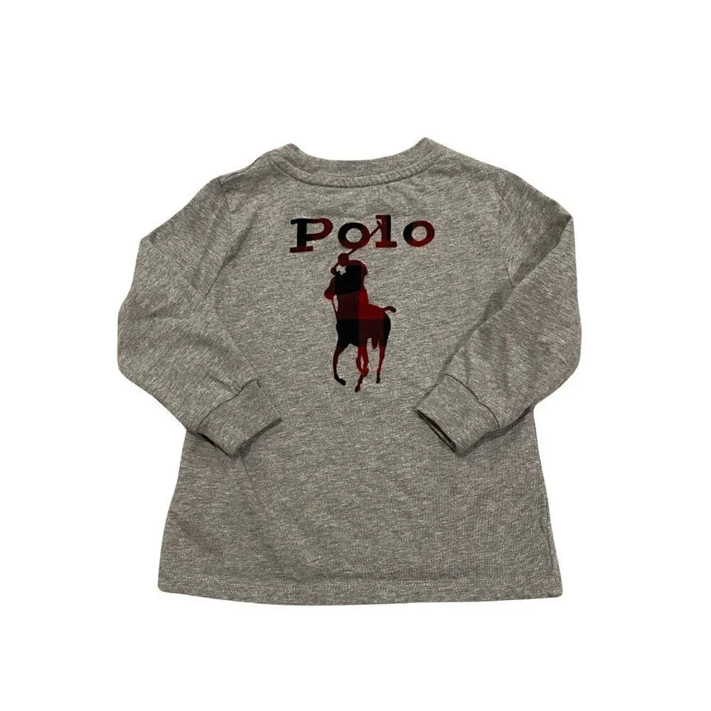 Ralph Lauren Long Sleeve Baby Boy's Gray T-shirt - Size 18 months - Excellent!